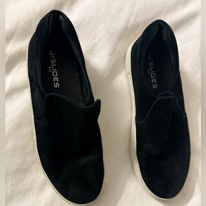 J slides black suede